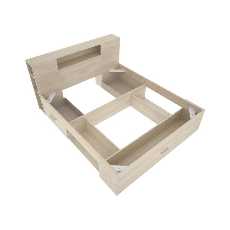 Letto Matrimoniale Marrone Rovere Contenitore Dimensione Materasso 160x200 cm, Peso Supportato 150 kg - Murlo