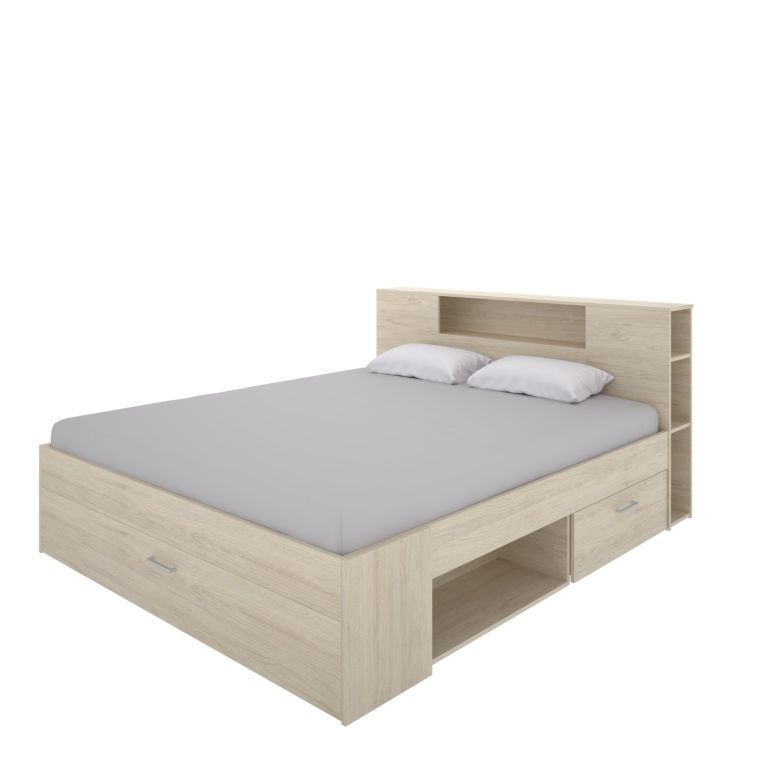 Letto Matrimoniale Marrone Rovere Contenitore Dimensione Materasso 160x200 cm, Peso Supportato 150 kg - Murlo
