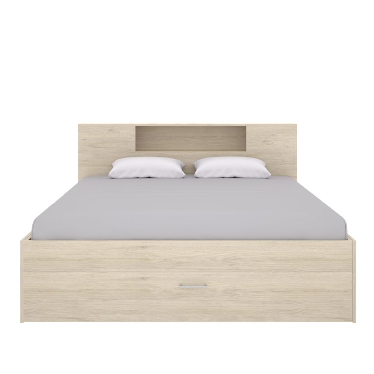 Letto Matrimoniale Marrone Rovere Contenitore Dimensione Materasso 160x200 cm, Peso Supportato 150 kg - Murlo