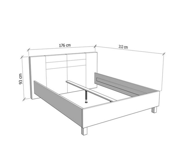 Letto Matrimoniale Marrone Rovere Grigio Grigio Tortora Testiera Imbottita Imbottito, Dimensione Materasso 160x200 cm - Maida