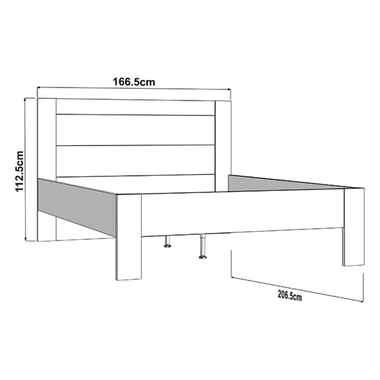 Letto Matrimoniale Marrone Rovere Nodi Bianco Dimensione Materasso 160x200 cm Testata Dettaglio Rigato, Peso Supportato 200 kg - Munnar