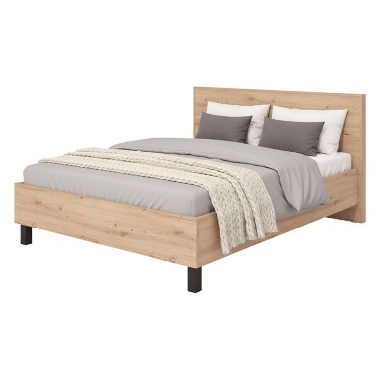 Letto Matrimoniale Marrone Rovere Nodi Dimensione Materasso 160x200 cm Peso Supportato 200 kg, Matrimoniale - Coazze