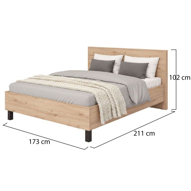 Letto Matrimoniale Marrone Rovere Nodi Dimensione Materasso 160x200 cm Peso Supportato 200 kg, Matrimoniale - Coazze