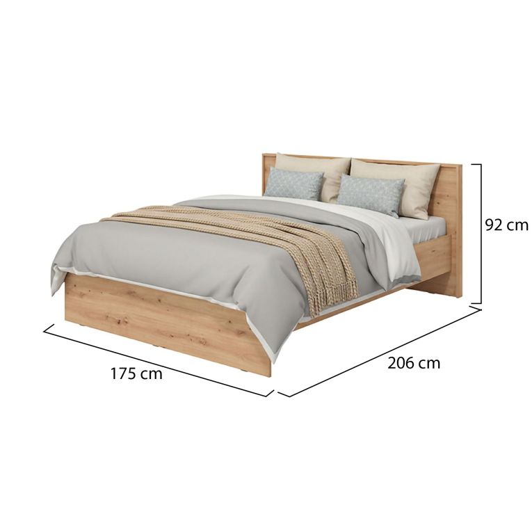Letto Matrimoniale Marrone Rovere Nodi Dimensione Materasso 160x200 cm Peso Supportato 200 kg, Matrimoniale - Gamalero