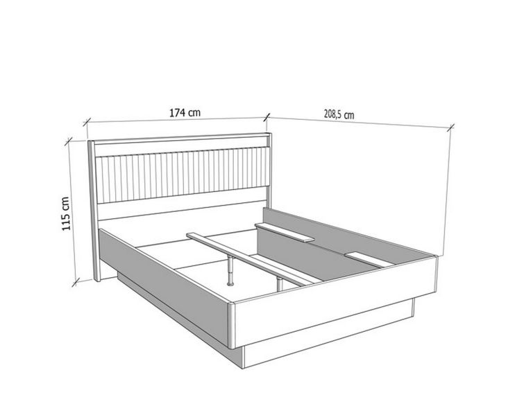 Letto Matrimoniale Marrone Rovere Nodi Nero Dimensione Materasso 160x200 cm Imbottito, Testiera Imbottita - Filogaso