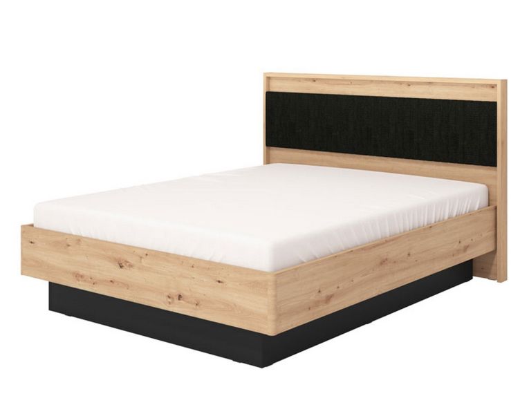 Letto Matrimoniale Marrone Rovere Nodi Nero Dimensione Materasso 160x200 cm Imbottito, Testiera Imbottita - Filogaso