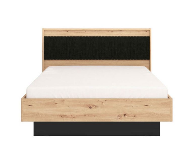 Letto Matrimoniale Marrone Rovere Nodi Nero Dimensione Materasso 160x200 cm Imbottito, Testiera Imbottita - Filogaso