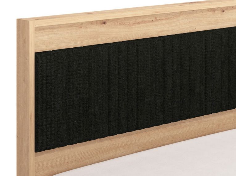 Letto Matrimoniale Marrone Rovere Nodi Nero Dimensione Materasso 160x200 cm Imbottito, Testiera Imbottita - Filogaso