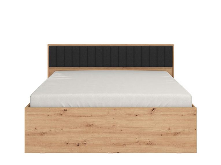 Letto Matrimoniale Marrone Rovere Nodi Nero Dimensione Materasso 160x200 cm Imbottito, Testiera Imbottita - Grosso
