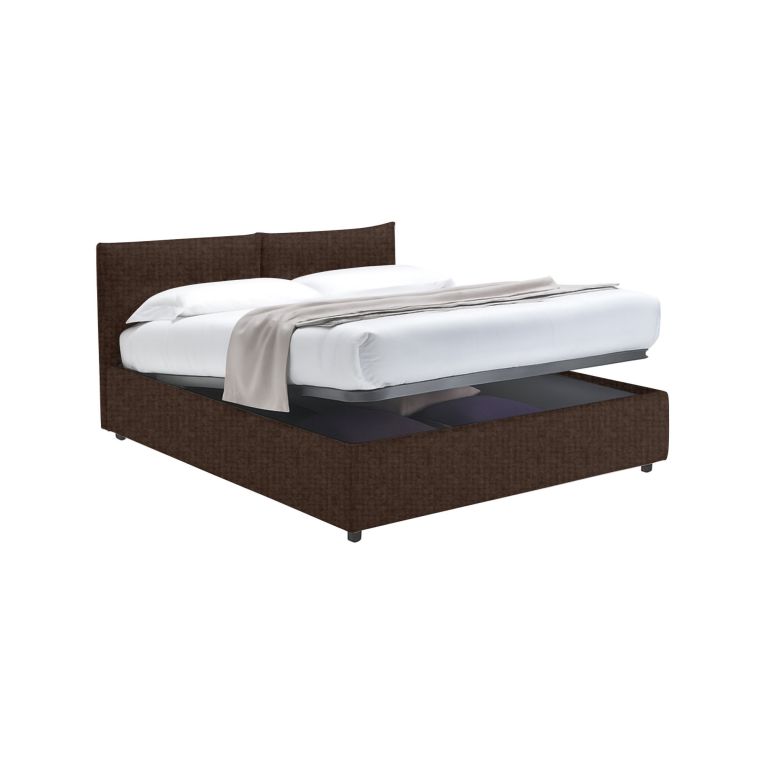 Letto Matrimoniale Marrone Sfoderabile Contenitore, Dimensione Materasso 160x190 cm - Levice