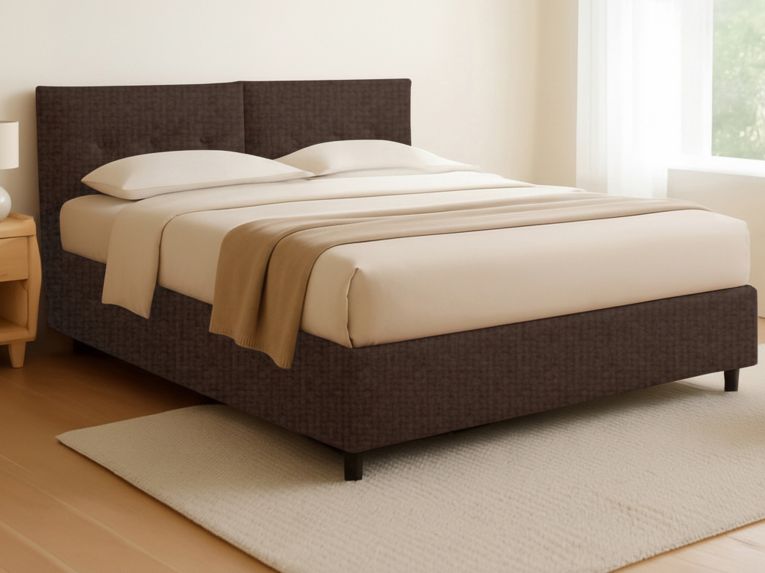 Letto Matrimoniale Marrone Sfoderabile Contenitore, Dimensione Materasso 160x190 cm - Levice