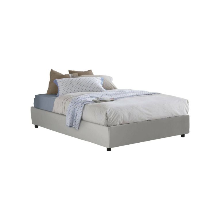Letto matrimoniale Marta, Letto contenitore con rivestimento in ecopelle, 100% Made in Italy, Apertura frontale, adatto per materasso Cm 160x190, Bianco