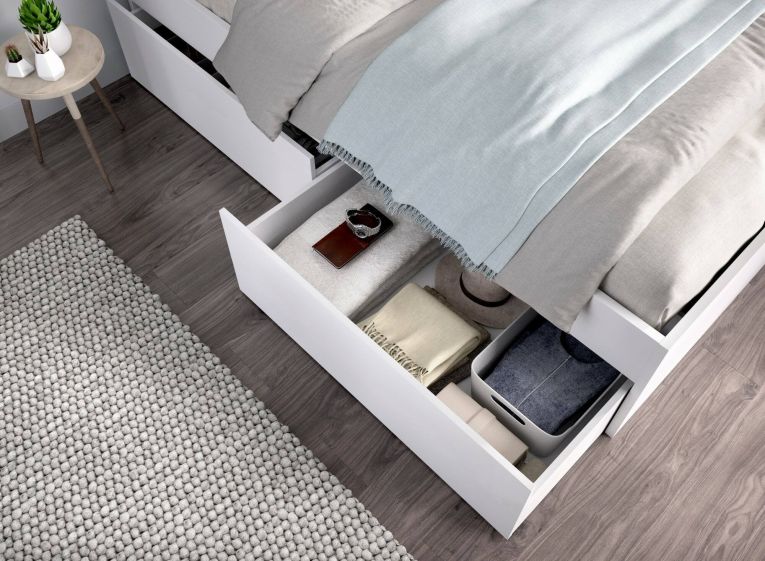 Letto matrimoniale moderno bianco 205x169cm compatto - Ignacio