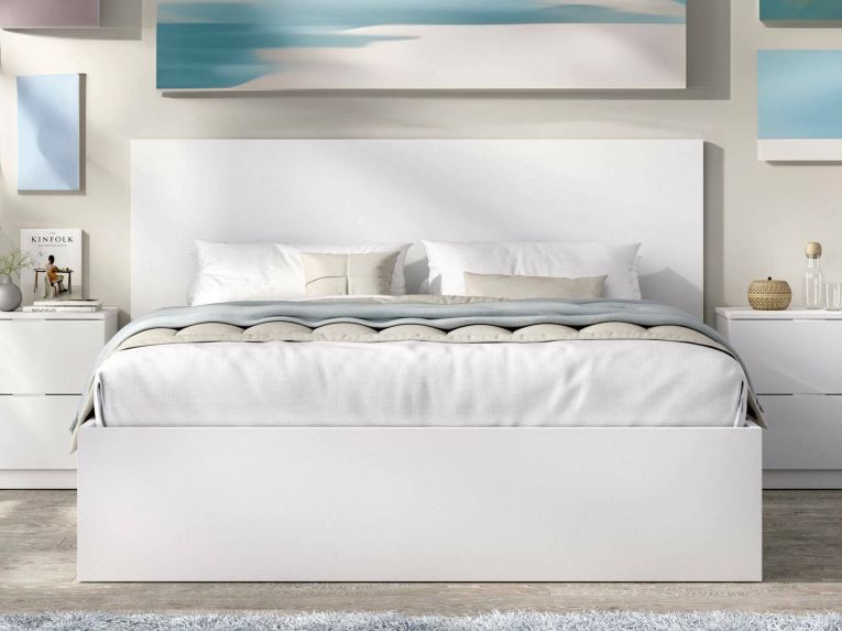 Letto matrimoniale moderno bianco 205x169cm compatto - Ignacio