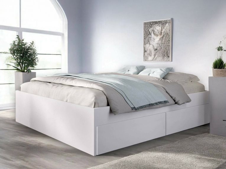 Letto matrimoniale moderno bianco 205x169cm robusto - Ferdie