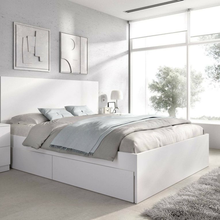 Letto matrimoniale moderno bianco 205x269cm - Usman