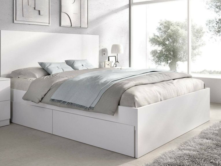 Letto matrimoniale moderno bianco 205x269cm - Usman