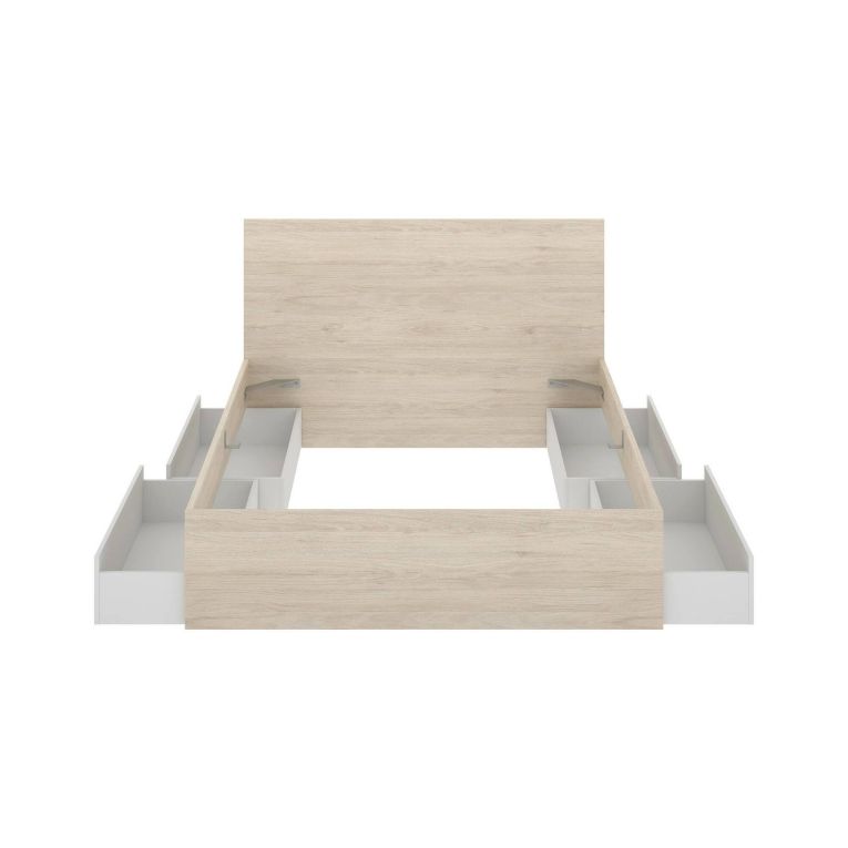 Letto matrimoniale moderno bianco e rovere 205x269cm - Usman