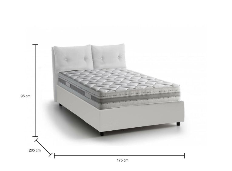 Letto matrimoniale Rita, Letto contenitore con rivestimento in tessuto, 100% Made in Italy, Apertura frontale, con materasso Cm 160x190 incluso, Bianco