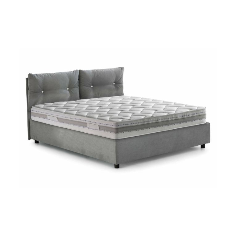 Letto matrimoniale Rita, Letto contenitore con rivestimento in tessuto, 100% Made in Italy, Apertura frontale, con materasso Cm 160x190 incluso, Grigio