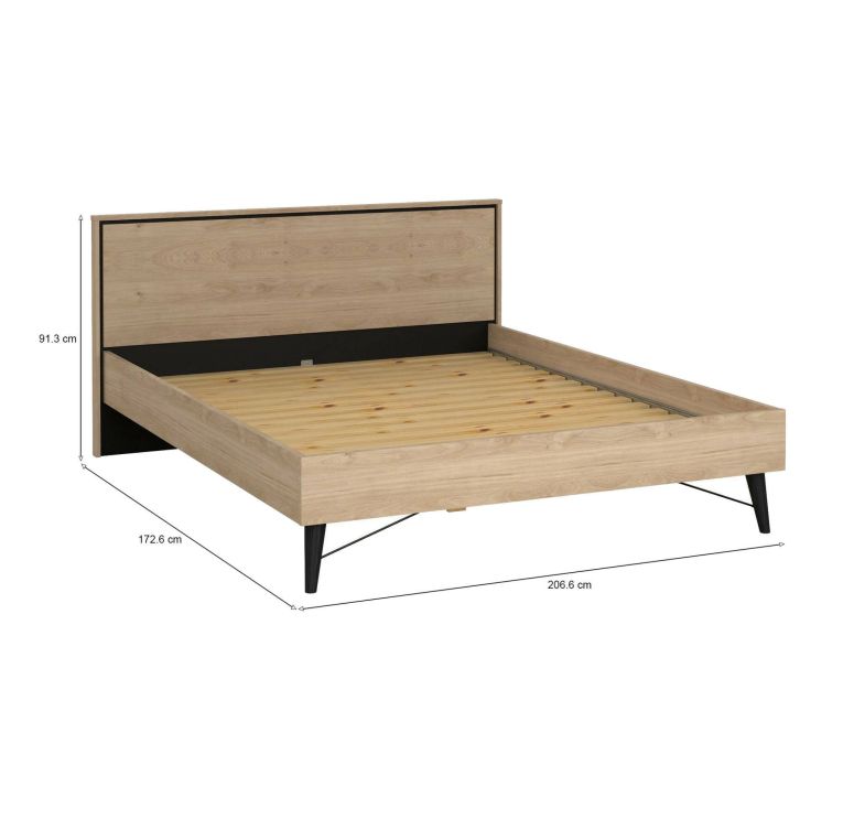Letto matrimoniale Roberte, Sommier per camera da letto, Giroletto per stanza, Struttura porta materasso, 207x173 h91 cm, Rovere
