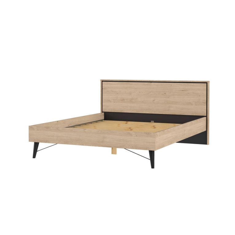 Letto matrimoniale Roberte, Sommier per camera da letto, Giroletto per stanza, Struttura porta materasso, 207x173 h91 cm, Rovere