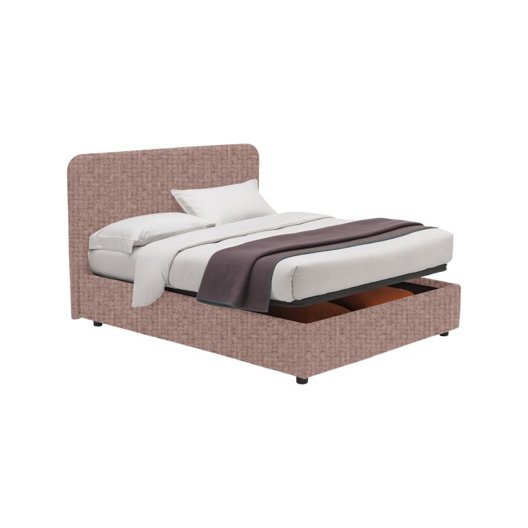 Letto Matrimoniale Rosa Antico Sfoderabile Contenitore, Dimensione Materasso 160x190 cm - Issime