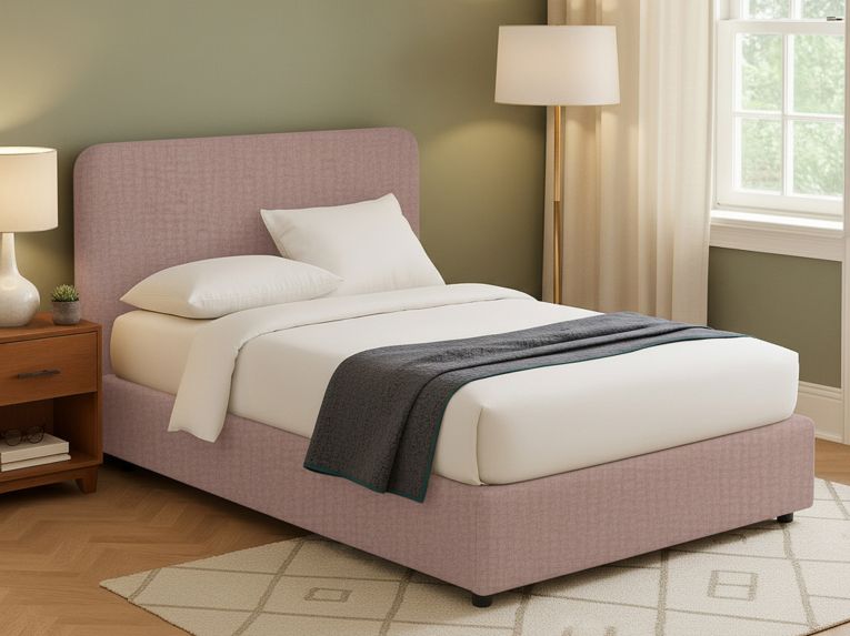 Letto Matrimoniale Rosa Antico Sfoderabile Contenitore, Dimensione Materasso 160x190 cm - Issime