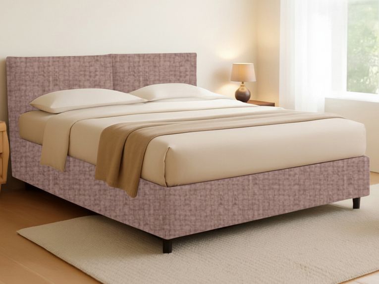 Letto Matrimoniale Rosa Antico Sfoderabile Contenitore, Dimensione Materasso 160x190 cm - Levice