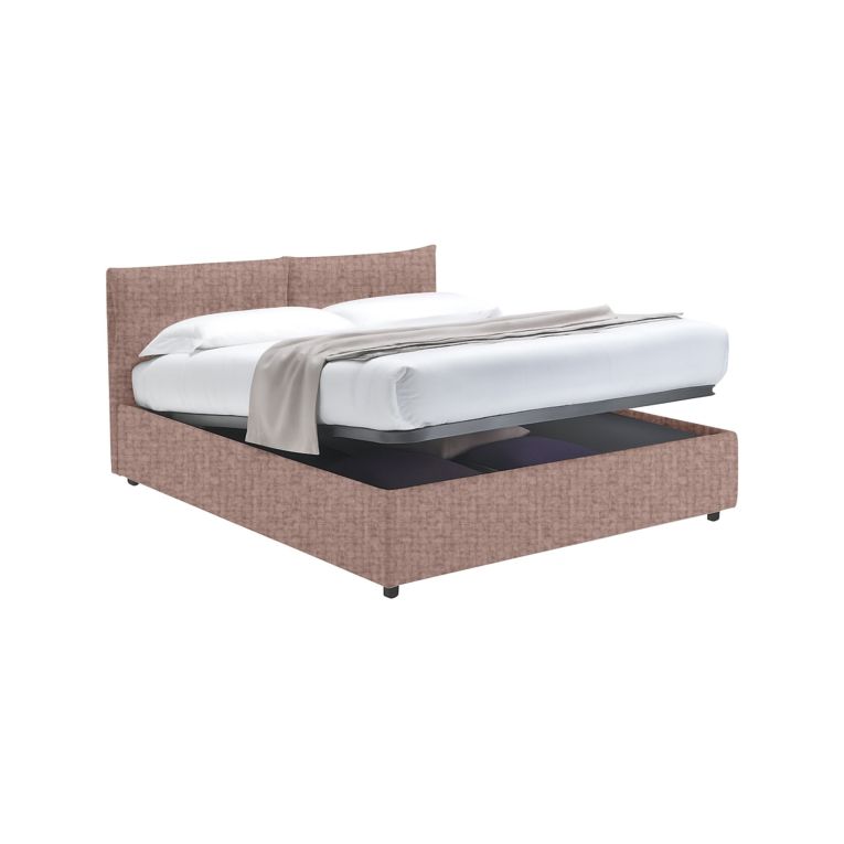 Letto Matrimoniale Rosa Antico Sfoderabile Contenitore, Dimensione Materasso 160x190 cm - Levice