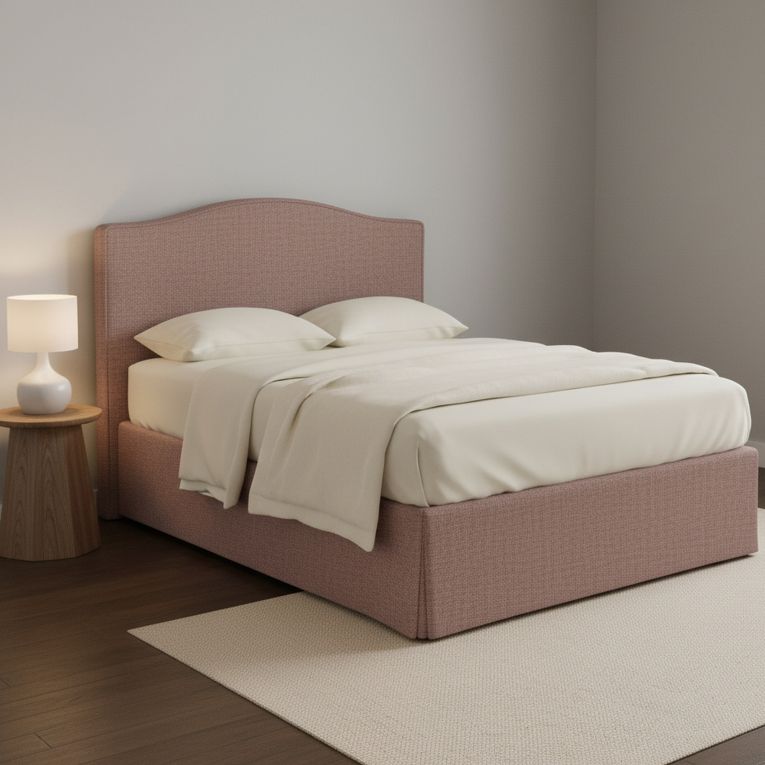 Letto Matrimoniale Rosa Antico Sfoderabile Contenitore, Dimensione Materasso 160x190 cm - Turania