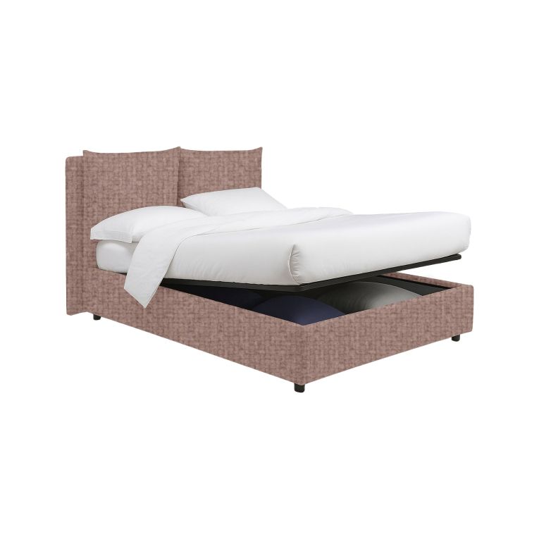 Letto Matrimoniale Rosa Antico Sfoderabile Contenitore, Dimensione Materasso 160x200 cm - Davoli