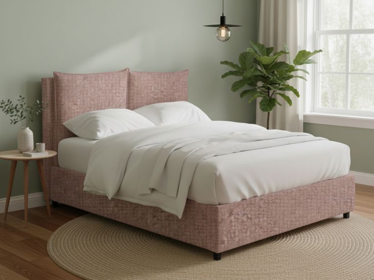 Letto Matrimoniale Rosa Antico Sfoderabile Contenitore, Dimensione Materasso 160x200 cm - Davoli