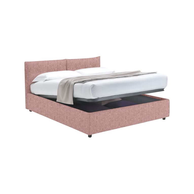 Letto Matrimoniale Rosa Sfoderabile Contenitore, Dimensione Materasso 160x190 cm - Levice