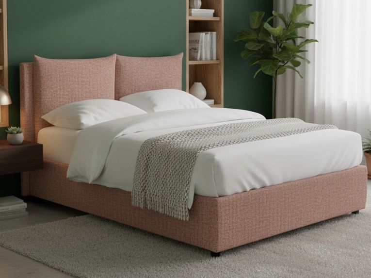 Letto Matrimoniale Rosa Sfoderabile Contenitore, Dimensione Materasso 160x200 cm - Davoli