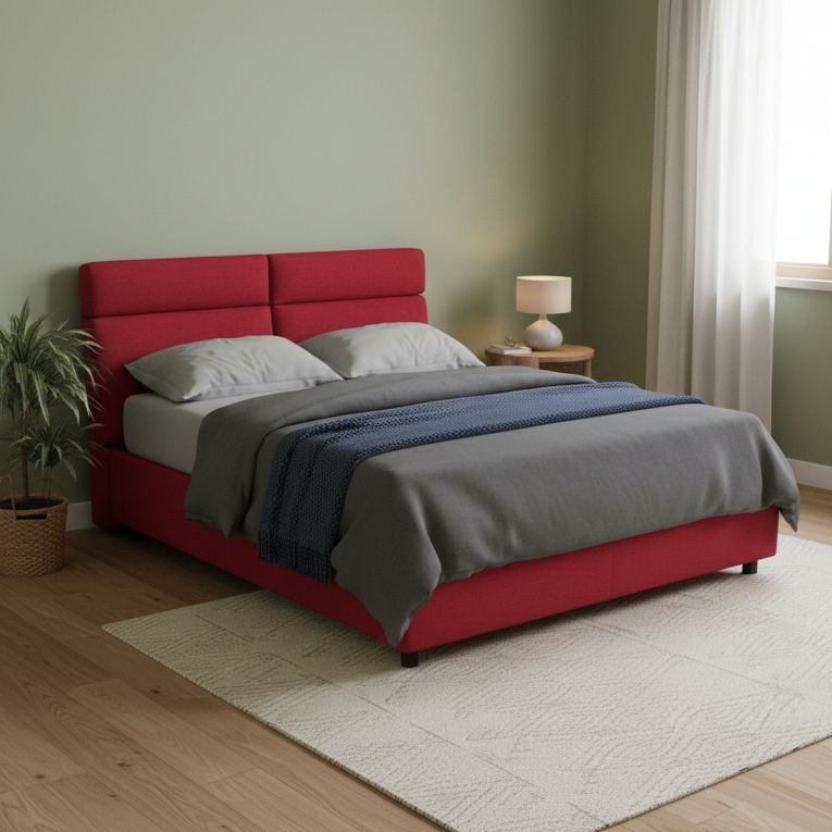 Letto Matrimoniale Rosso Materasso Incluso Sfoderabile, Contenitore Made in Italy - Annus