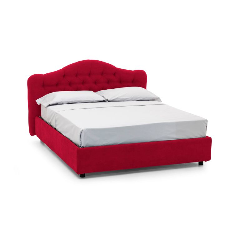 Letto Matrimoniale Rosso Sfoderabile Contenitore, Dimensione Materasso 160x190 cm Made in Italy - Arex