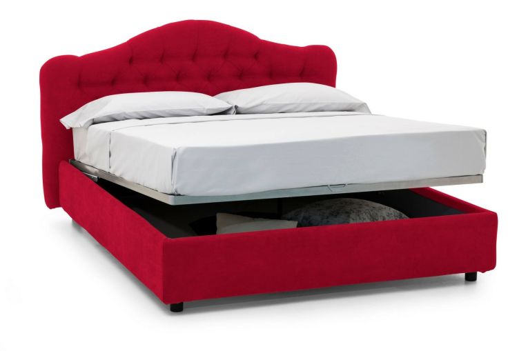 Letto Matrimoniale Rosso Sfoderabile Contenitore, Dimensione Materasso 160x190 cm Made in Italy - Arex