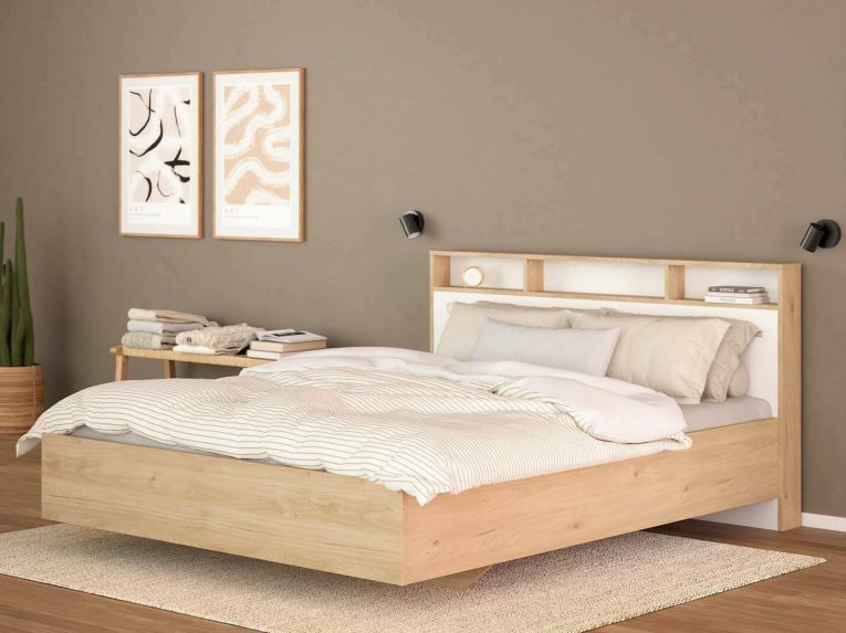 Letto matrimoniale rovere e bianco 169x216cm - Rose