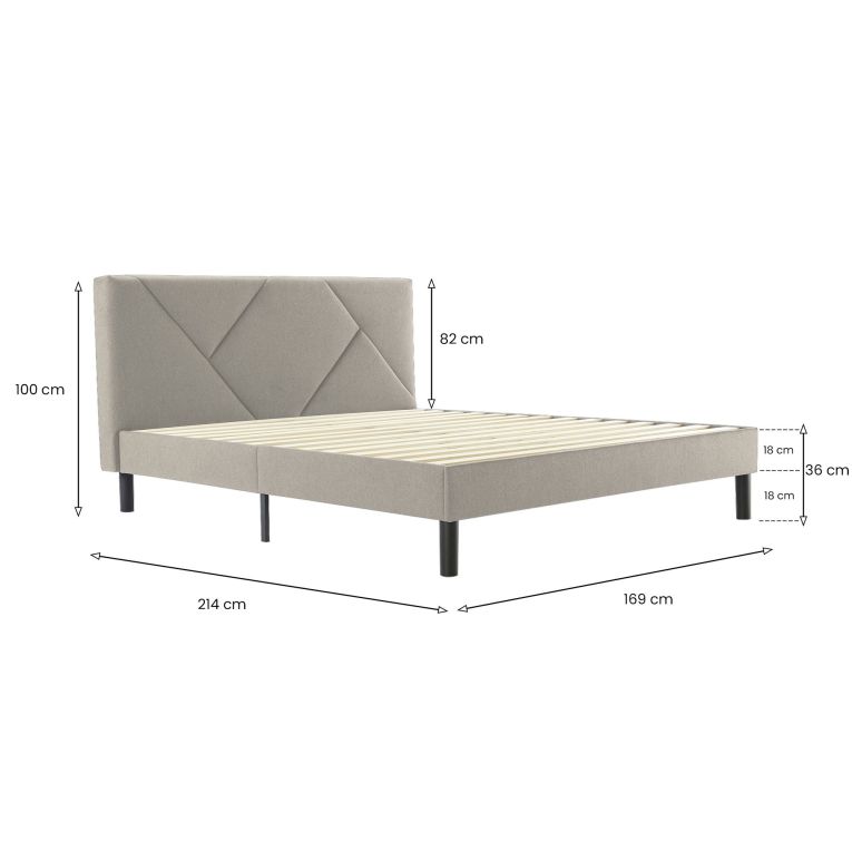 Letto matrimoniale Tirino, Sommier per camera da letto, Giroletto per stanza, Struttura porta materasso, Adatto a materasso Cm 160x200, Tortora