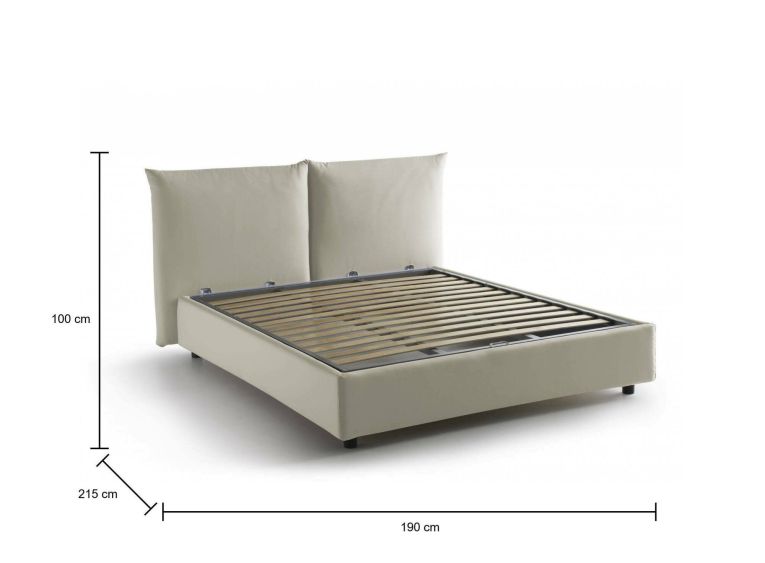 Letto matrimoniale Tiziana, Letto contenitore con rivestimento in tessuto, 100% Made in Italy, Apertura frontale, adatto per materasso Cm 160x190, Beige