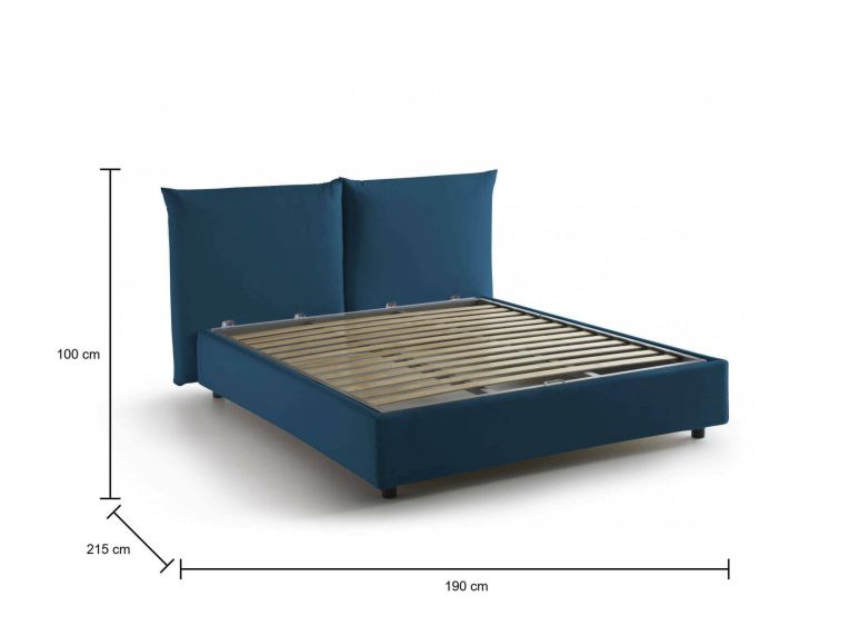 Letto matrimoniale Tiziana, Letto contenitore con rivestimento in tessuto, 100% Made in Italy, Apertura frontale, adatto per materasso Cm 160x190, Blu