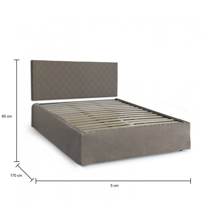 Letto matrimoniale tortora 5x170cm imbottito - Alfredo