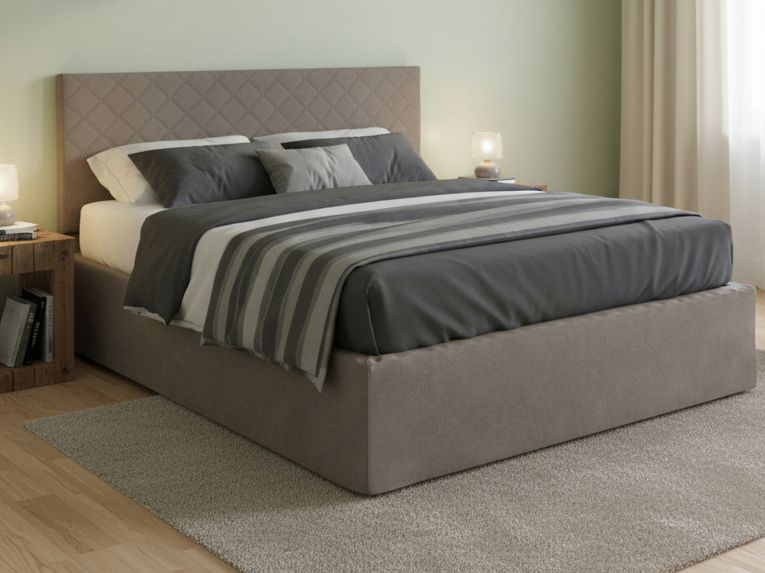 Letto matrimoniale tortora 5x170cm imbottito - Alfredo