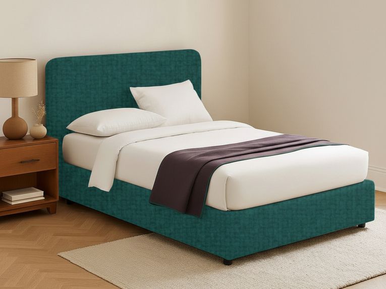 Letto Matrimoniale Verde Petrolio Sfoderabile Contenitore, Dimensione Materasso 160x190 cm - Issime