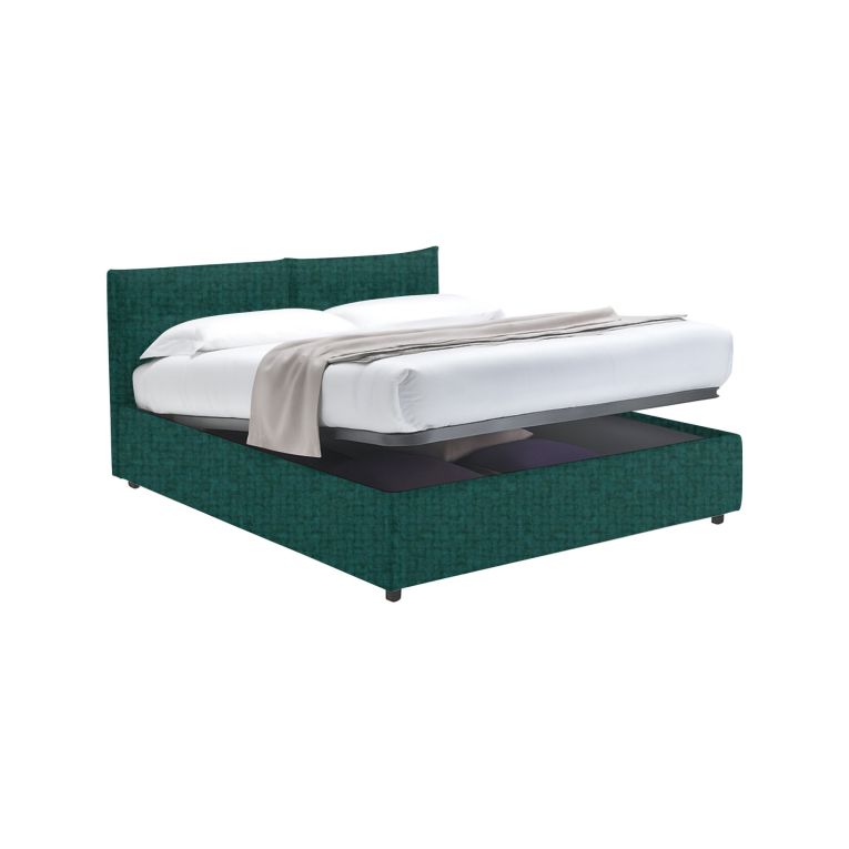 Letto Matrimoniale Verde Petrolio Sfoderabile Contenitore, Dimensione Materasso 160x190 cm - Levice