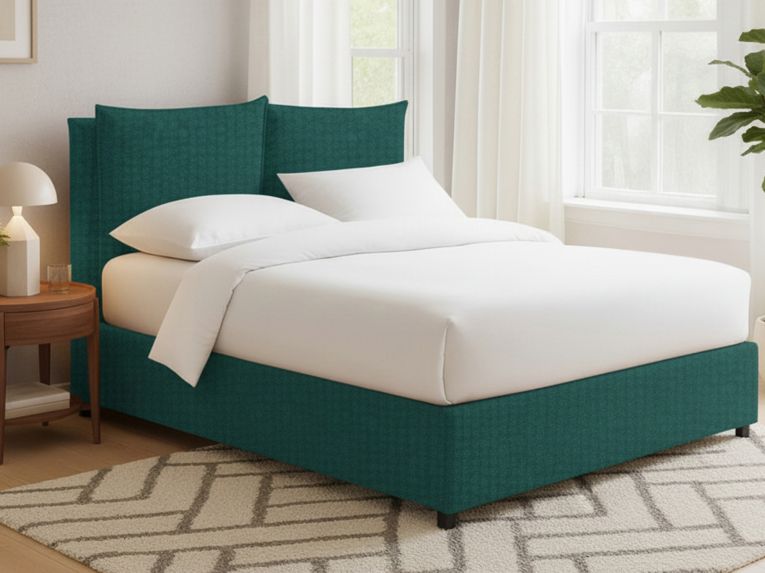 Letto Matrimoniale Verde Petrolio Sfoderabile Contenitore, Dimensione Materasso 160x200 cm - Davoli