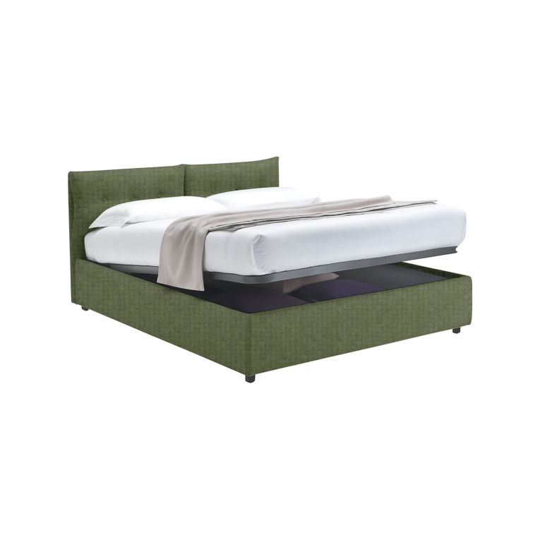 Letto Matrimoniale Verde Sfoderabile Contenitore, Dimensione Materasso 160x190 cm - Levice
