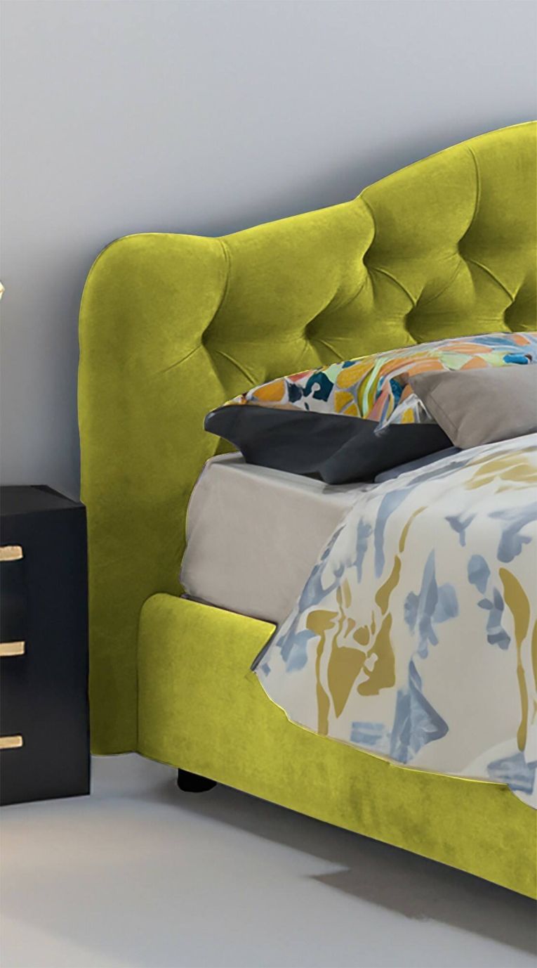 Letto Matrimoniale Verde Sfoderabile Contenitore, Dimensione Materasso 160x190 cm Made in Italy - Arex