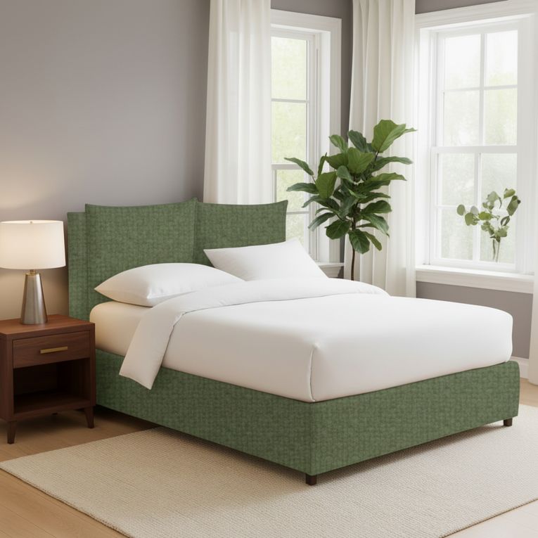 Letto Matrimoniale Verde Sfoderabile Contenitore, Dimensione Materasso 160x200 cm - Davoli